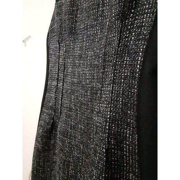 Tahari Dress Womens Size 8 Black Tweed Panel Sheath Round Neck Sleeveless work - Picture 2 of 9